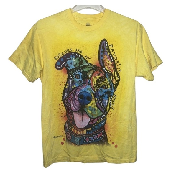 The Mountain “Rescues Are My Favorite Breed” Yellow Cotton T-shirt Size Medium - Picture 1 of 7